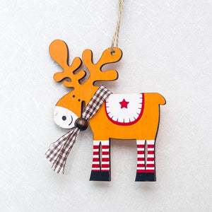 (1 pc) Cute Wooden Elk Christmas Tree Decorations Hanging Pendant